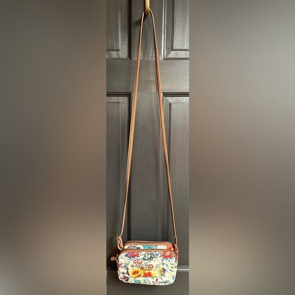 MultiSac Handbags - MultiSac Small Crossbody Bag Faux Leather Off-White Multi Color Floral Design